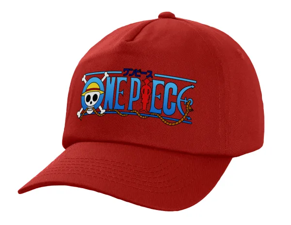 Onepiece logo — Πεντάφυλλο Καπέλο Ενηλίκων Baseball, 100% Βαμβακερό,  Κόκκινο (ΒΑΜΒΑΚΕΡΟ, ΕΝΗΛΙΚΩΝ, UNISEX, ONE SIZE)
