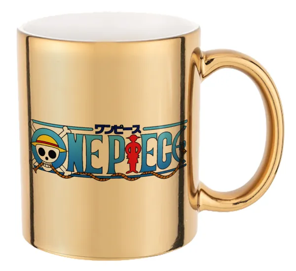 Onepiece logo — Κούπα κεραμική, χρυσή καθρέπτης, 330ml