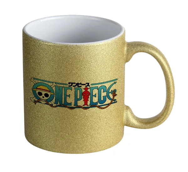 Onepiece logo — Κούπα Χρυσή Glitter που γυαλίζει, κεραμική, 330ml
