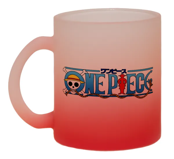 Onepiece logo — Κούπα γυάλινη δίχρωμη με βάση το κόκκινο ματ, 330ml
