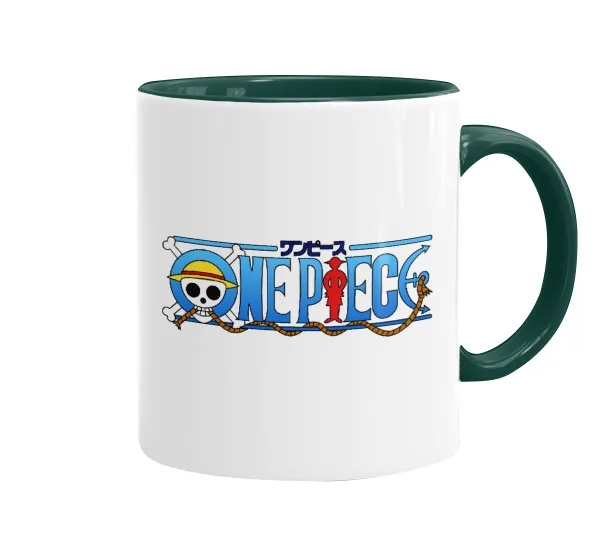 Onepiece logo — Κούπα χρωματιστή πράσινη, κεραμική, 330ml