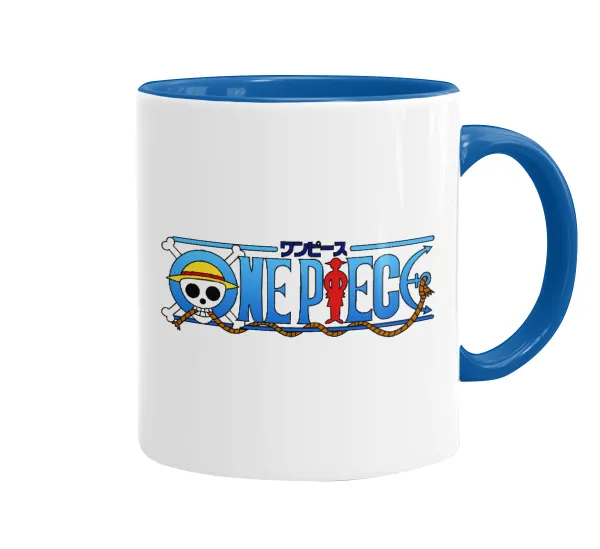 Onepiece logo — Κούπα χρωματιστή μπλε, κεραμική, 330ml
