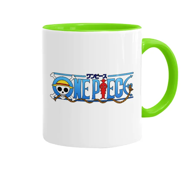 Onepiece logo — Κούπα χρωματιστή βεραμάν, κεραμική, 330ml