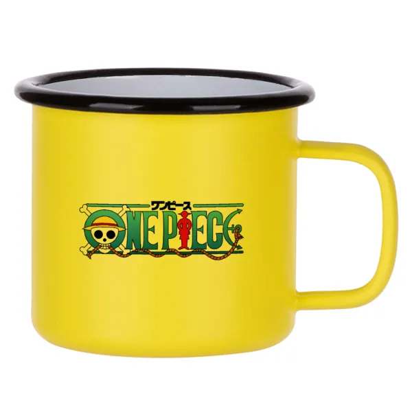 Onepiece logo — Κούπα Μεταλλική εμαγιέ ΜΑΤ Κίτρινη 360ml