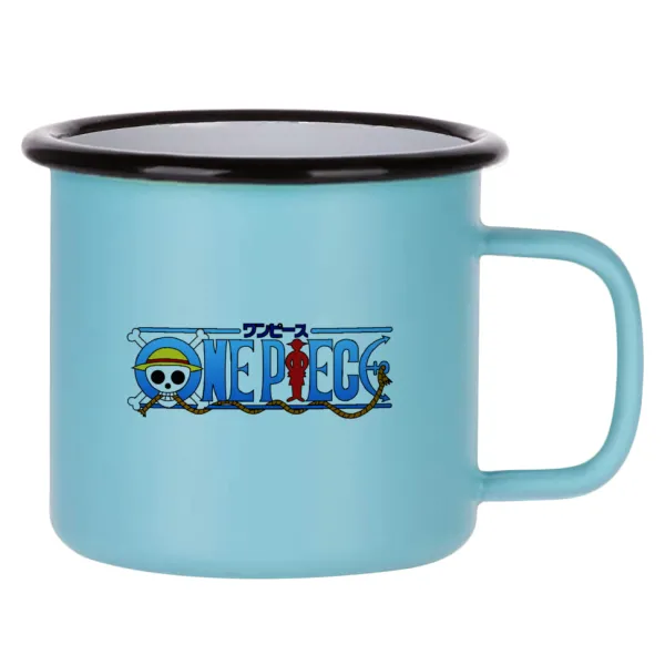Onepiece logo — Κούπα Μεταλλική εμαγιέ ΜΑΤ σιέλ 360ml
