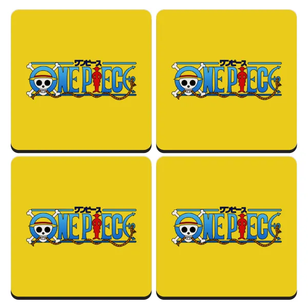 Onepiece logo — Σουβέρ ξύλινα τετράγωνα (9cm)