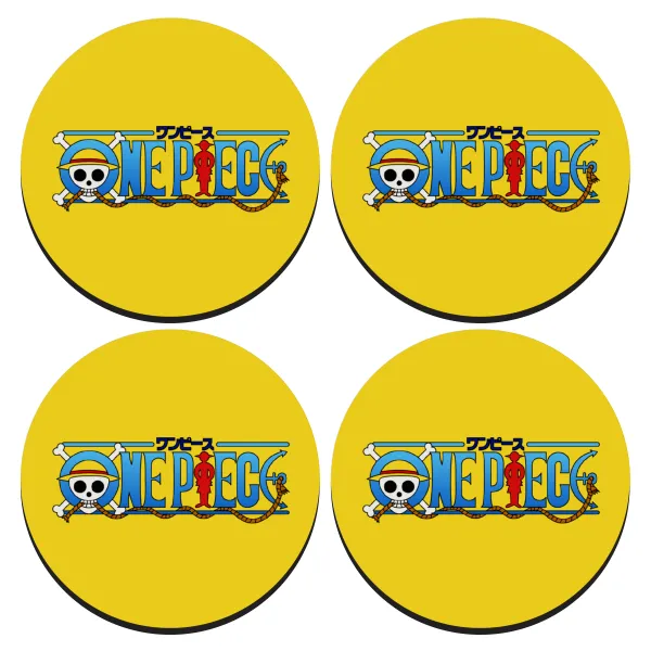 Onepiece logo — ΣΕΤ 4 Σουβέρ ξύλινα στρογγυλά (9cm)