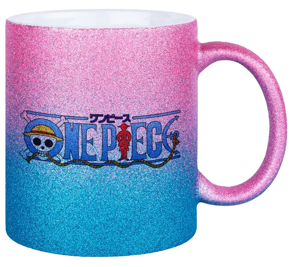 Onepiece logo — Κούπα Χρυσή/Μπλε Glitter, κεραμική, 330ml
