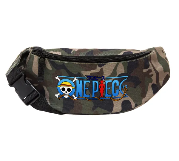 Onepiece logo — Unisex waist bag (banana) in Jungle camouflage color with 2 pockets