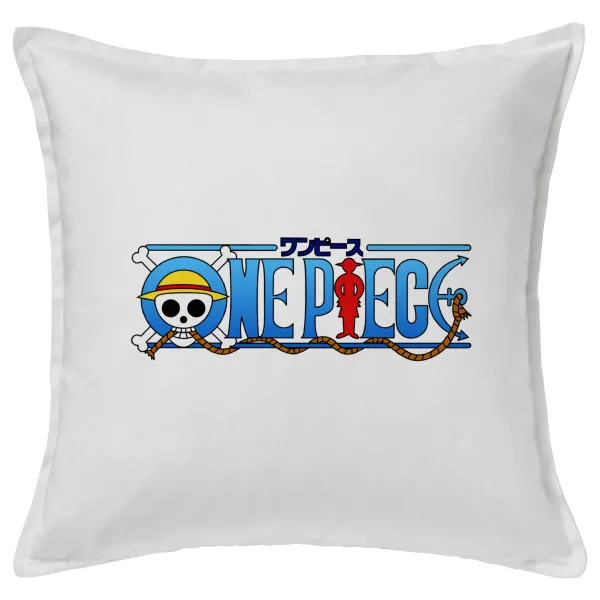 Onepiece logo — Μαξιλάρι καναπέ ΛΕΥΚΟ 100% βαμβάκι, περιέχεται το γέμισμα (50x50cm)