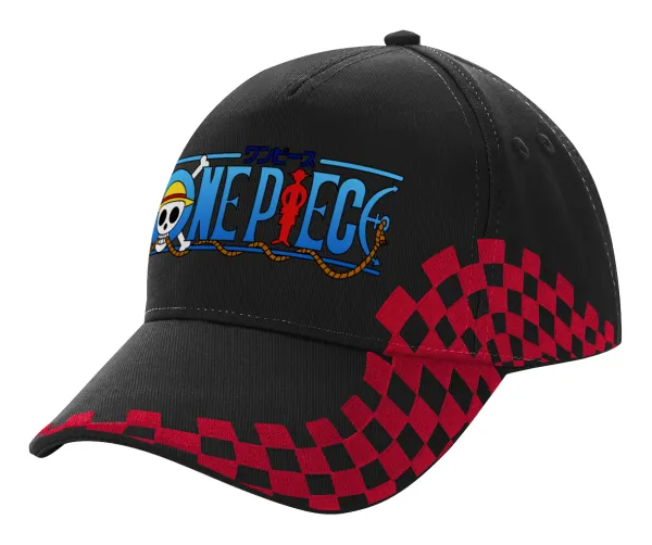 Onepiece logo — Adult Cap RACING Ultimate Black/Red, (100% COTTON DRILL, ADULT, UNISEX, ONE SIZE)