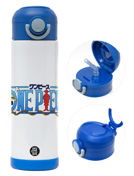 Onepiece logo — Παιδικό παγούρι θερμό, ανοξείδωτο, με καλαμάκι ασφαλείας, ΜΠΛΕ (500ml)