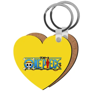 Onepiece logo, Μπρελόκ Ξύλινο καρδιά MDF