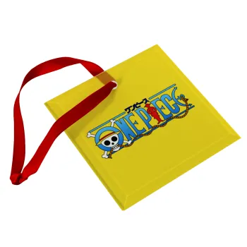 Onepiece logo, Christmas ornament, glass square ornament 9x9cm