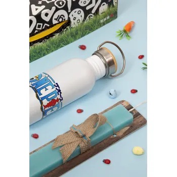 Onepiece logo, Πασχαλινή Λαμπάδα με παγούρι μεταλλικό (620ml, stainless steel) & κερί αρωματικό πλακέ (30cm) (ΤΙΡΚΟΥΑΖ)