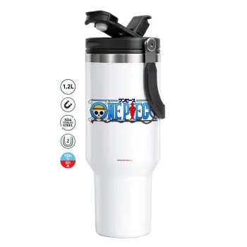 Onepiece logo, Mega Tumbler με καπάκι, διπλού τοιχώματος (θερμό) 1,2L