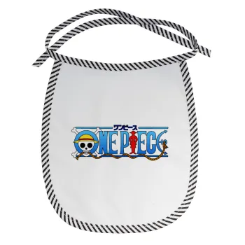 Onepiece logo, Σαλιάρα μωρού αλέκιαστη με κορδόνι Μαύρη