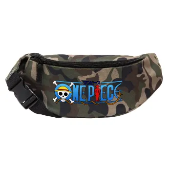 Onepiece logo, Unisex τσαντάκι μέσης (μπανάνα) χρώματος παραλλαγή Jungle με 2 τσέπες