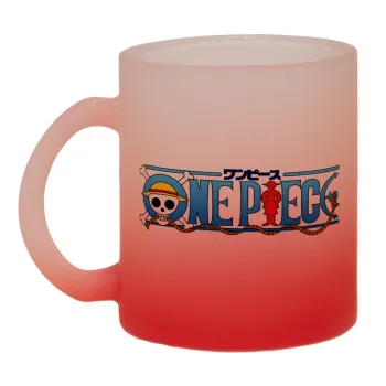 Onepiece logo, Κούπα γυάλινη δίχρωμη με βάση το κόκκινο ματ, 330ml