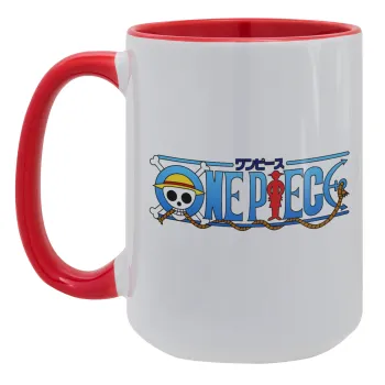Onepiece logo, Κούπα Mega 15oz, κεραμική Κόκκινη, 450ml