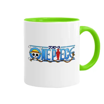 Onepiece logo, Mug colored light green, ceramic, 330ml