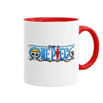 Onepiece logo, Mug colored red, ceramic, 330ml