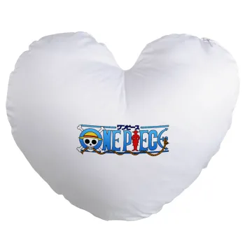 Onepiece logo, Μαξιλάρι καναπέ καρδιά 40x40cm περιέχεται το  γέμισμα