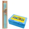 Easter Set, children's snack container BLUE & Easter aromatic flat candle (30cm) (TURQUOISE)