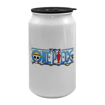 Onepiece logo, Κούπα ταξιδιού μεταλλική με καπάκι (tin-can) 500ml