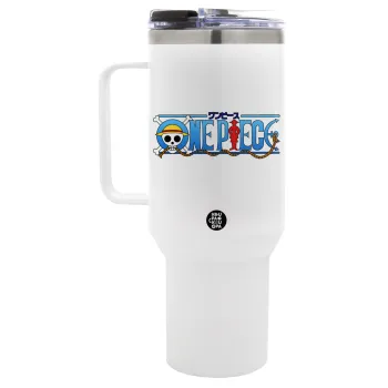 Onepiece logo, Mega Tumbler με καπάκι, διπλού τοιχώματος (θερμό) 1,2L