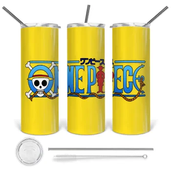 Onepiece logo, Tumbler stainless steel 600ml, with metal straw & cleaning brush