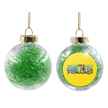 Onepiece logo, Transparent Christmas tree ball ornament with green filling 8cm