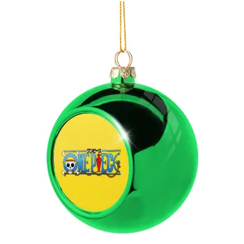 Onepiece logo, Green Christmas tree ornament ball 8cm