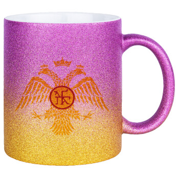 Βυζαντινή αυτοκρατορία, Κούπα Χρυσή/Ροζ Glitter, κεραμική, 330ml