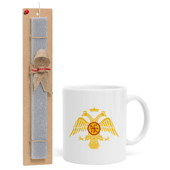 Byzantine Empire, Easter Set, Ceramic Cup (330ml) & Easter aromatic flat candle (30cm) (GRAY)
