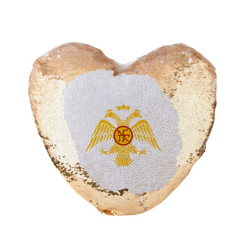 Βυζαντινή αυτοκρατορία, Μαξιλάρι καναπέ καρδιά Μαγικό Χρυσό με πούλιες 40x40cm περιέχεται το  γέμισμα