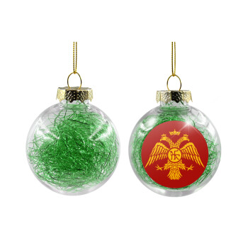 Byzantine Empire, Transparent Christmas tree ball ornament with green filling 8cm