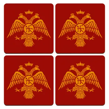 Byzantine Empire, ΣΕΤ x4 Σουβέρ ξύλινα τετράγωνα plywood (9cm)