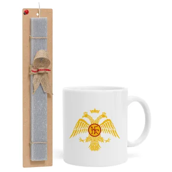 Byzantine Empire, Easter Set, Ceramic Cup (330ml) & Easter aromatic flat candle (30cm) (GRAY)