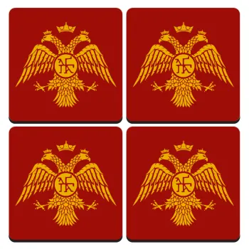 Byzantine Empire, ΣΕΤ 4 Σουβέρ ξύλινα τετράγωνα (9cm)