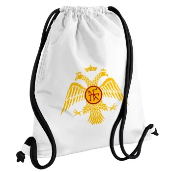 Byzantine Empire, Backpack pouch GYMBAG white, with pocket (40x48cm) & thick cords