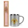 Easter Set, metallic thermal cup (300ml) & aromatic flat Easter candle (30cm) (PINK)