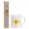 Easter Set, Ceramic Cup (330ml) & Easter aromatic flat candle (30cm) (GRAY)