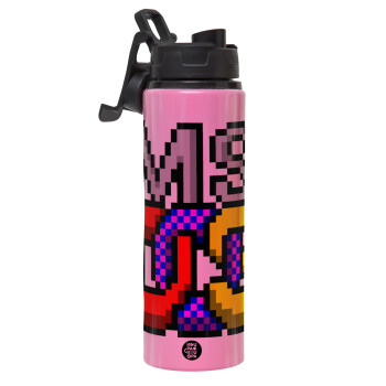 MsDos, Metallic water bottle with safety lid, 850ml aluminum