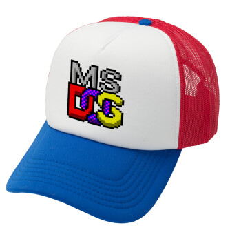 MsDos, Καπέλο Ενηλίκων Soft Trucker με Δίχτυ Red/Blue/White (POLYESTER, ΕΝΗΛΙΚΩΝ, UNISEX, ONE SIZE)