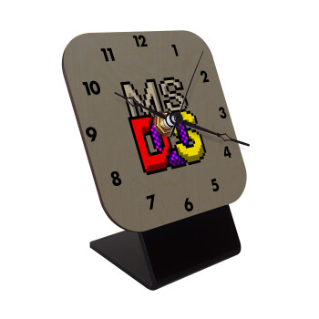 MsDos, Quartz Table clock in natural wood (10cm)