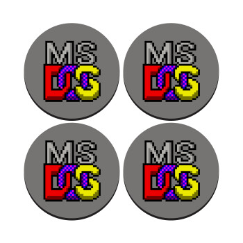 MsDos, SET of 4 round wooden coasters (9cm)