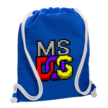 MsDos, Τσάντα πλάτης πουγκί GYMBAG Μπλε, με τσέπη (40x48cm) & χονδρά κορδόνια
