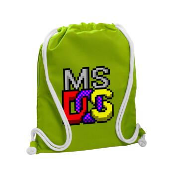 MsDos, Τσάντα πλάτης πουγκί GYMBAG LIME GREEN, με τσέπη (40x48cm) & χονδρά κορδόνια