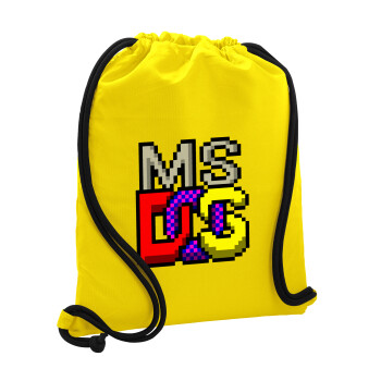 MsDos, Τσάντα πλάτης πουγκί GYMBAG Κίτρινη, με τσέπη (40x48cm) & χονδρά κορδόνια